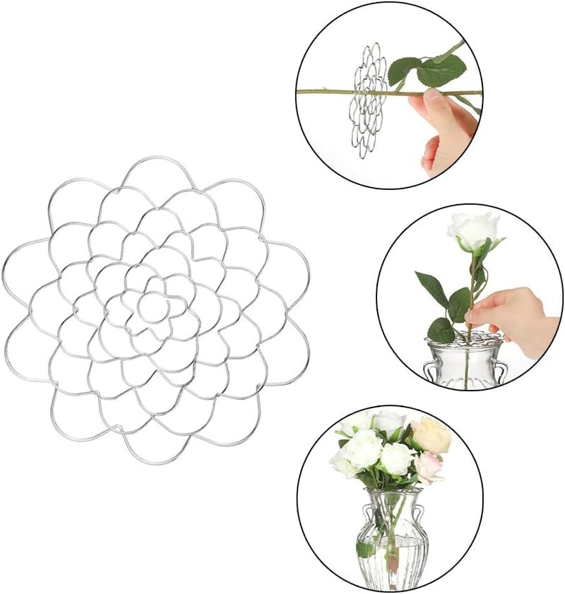 Ldirect 3 Pack Flower Frog Stainless Steel Wire Flower Arranging Tool Flower Lid Arranger Reusable Floral Grid Holder (Silver, 4,5,6 inch) - Image 4
